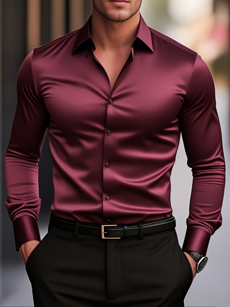 [5er-Set] Herrenhemden in Unifarben, langärmlig, Business Casual, geeignet für Beruf und Freizeit